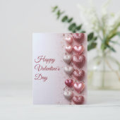 wit en roze glitter Harten Valentijns's Groet Briefkaart (Staand voorkant)