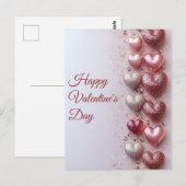 wit en roze glitter Harten Valentijns's Groet Briefkaart (Voorkant / Achterkant)