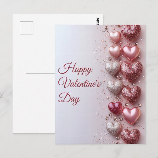 wit en roze glitter Harten Valentijns's Groet Briefkaart (Voorkant / Achterkant)