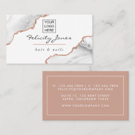 Wit en Roze Goud Agate Logo Toevoegen Visitekaartje