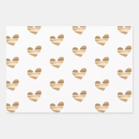 Wit en Roze Goud Glam en Leopard Harten Inpakpapier Vel (Voorkant)