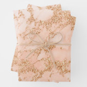 Wit en Roze Gouden Glitter Marmer Inpakpapier Vel (In situ)