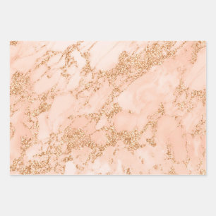 Wit en Roze Gouden Glitter Marmer Inpakpapier Vel
