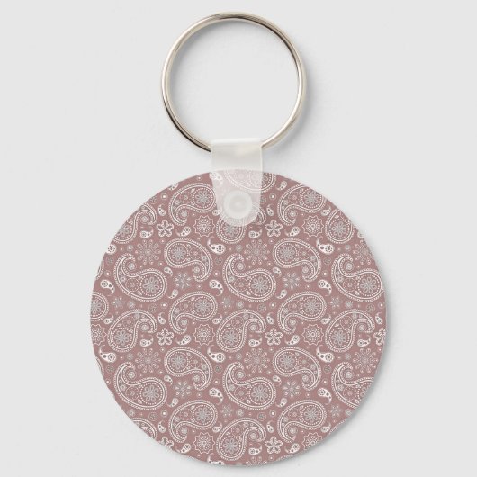 Wit en roze gouden paisley sleutelhanger (Voorkant)