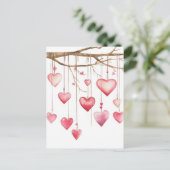 wit en roze Harten Valentijns's Groet Briefkaart (Staand voorkant)