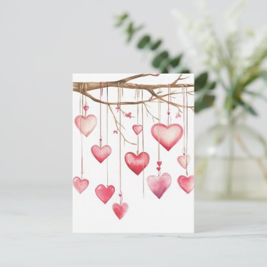 wit en roze Harten Valentijns's Groet Briefkaart (Staand voorkant)