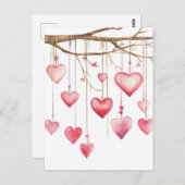 wit en roze Harten Valentijns's Groet Briefkaart (Voorkant / Achterkant)