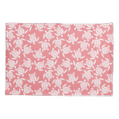 Wit en roze herhalen motief | Zeeen schildpadpatro Kussensloop (Achterkant)