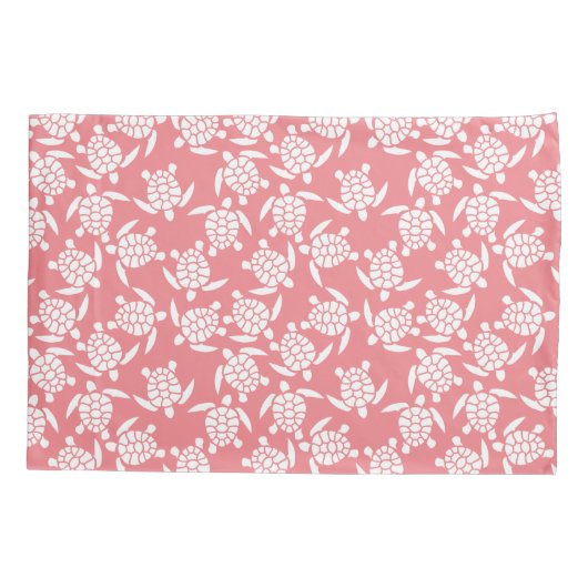 Wit en roze herhalen motief | Zeeen schildpadpatro Kussensloop (Achterkant)