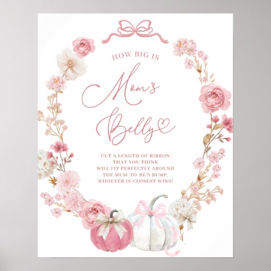 Wit en Roze Hoe Groot Is Ma's Buik Bord Poster (Voorkant)