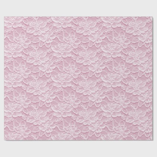 Wit en Roze kant textuur Cadeaupapier (Vlak)