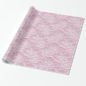 Wit en Roze kant textuur Cadeaupapier (Uitgerold)