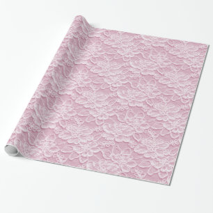 Wit en Roze kant textuur Cadeaupapier