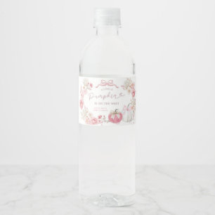 Wit en Roze Klein Pompoen Fleslabel Waterfles Etiket