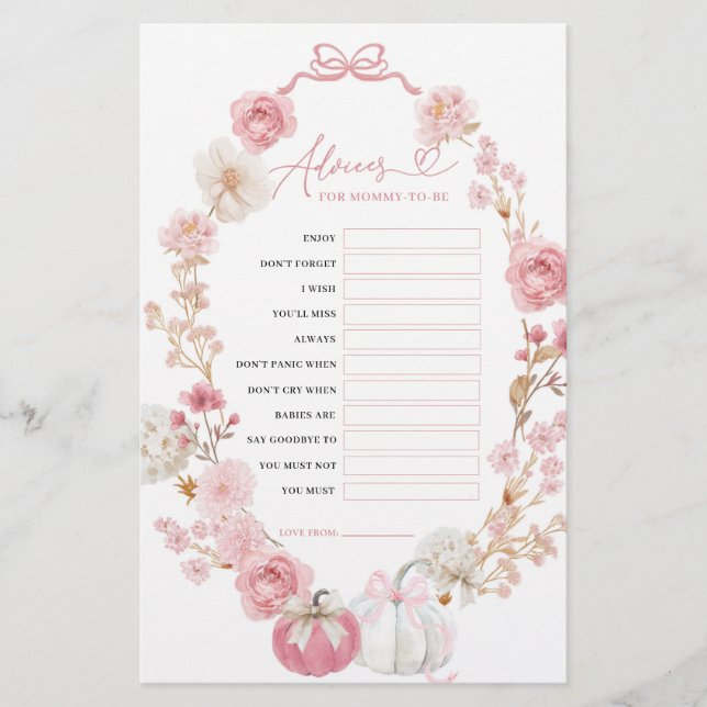 Wit en Roze Kleine Pompoen advies voor Mom-to-be (Voorkant)