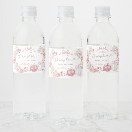 Wit en Roze Kleine Pompoen Fles Label Waterfles Etiket (Flessen)