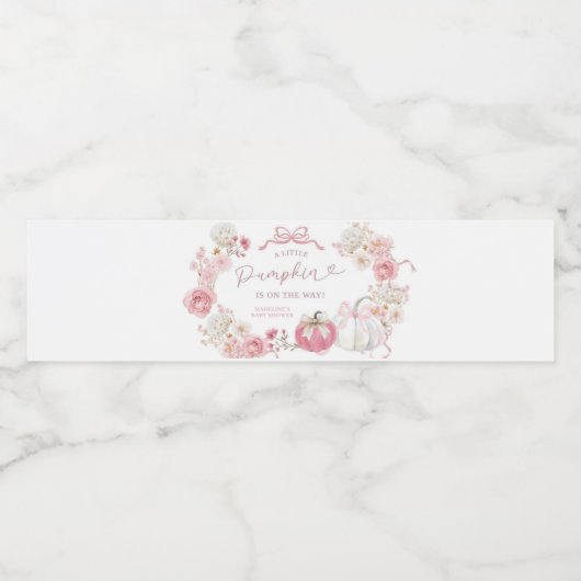 Wit en Roze Kleine Pompoen Fles Label Waterfles Etiket (Enkel label)