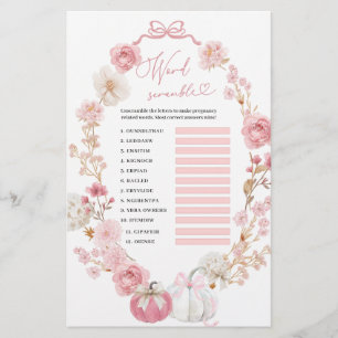 Wit en roze kleine pompoen woord scramble