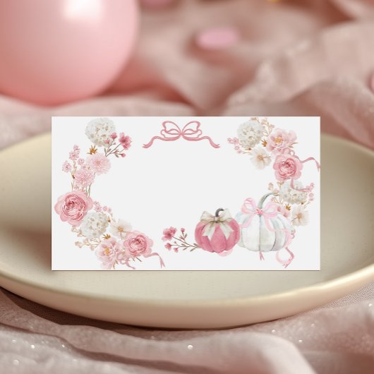 Wit en roze Little Pumpkin Food Label Afsprakenkaart