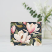 Wit en roze Magnolia bloemen patroon Briefkaart (Staand voorkant)