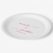 Wit en Roze Minimalistisch Elegant Script Bruiloft Papieren Bordje (Gekanteld)