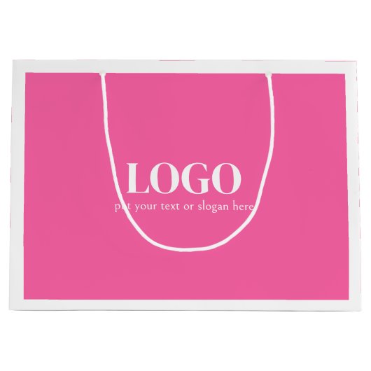 Wit en Roze Minimalistische Aangepaste Boetiek Groot Cadeauzakje (Voorkant)