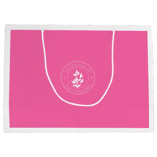 Wit en Roze Minimalistische Aangepaste Boetiek Groot Cadeauzakje (Achterkant)