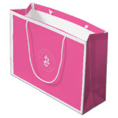 Wit en Roze Minimalistische Aangepaste Boutique Groot Cadeauzakje (Achterkant Gekanteld)