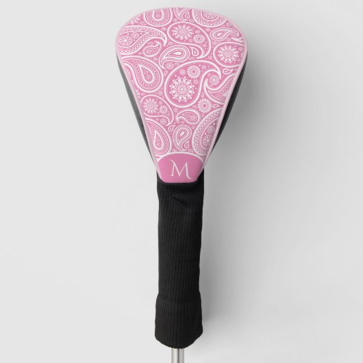 Wit en roze  paisley patroon golfheadcover (Voorkant)