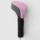 Wit en roze paisley patroon golfheadcover (Schuin)