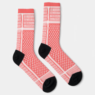 Wit en ROZE Palestijns keffiyeh patroon Sokken