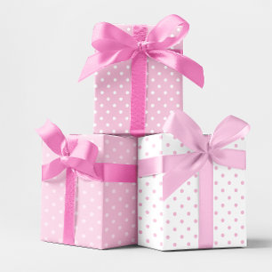 Wit en roze pastel stippenmix inpakpapier vel