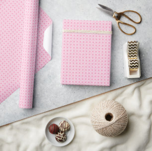Wit en roze rietjeswebbing cadeaupapier