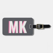 Wit en Roze Schaduw Monogram bruidsmeisje cadeau Bagagelabel (Voorkant horizontaal)