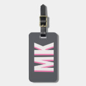 Wit en Roze Schaduw Monogram bruidsmeisje cadeau Bagagelabel (Voorkant verticaal)