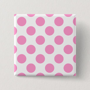 Wit en Roze Stippen Vierkante Button 5,1 Cm