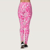 Wit en Roze Tropisch Blad Herhalend Patroon Leggings (Achterkant)
