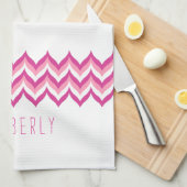 Wit en roze zigzag Chevron Theedoek (Quarter Fold)