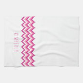 Wit en roze zigzag Chevron Theedoek (Horizontaal)