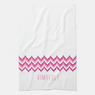 Wit en roze zigzag Chevron Theedoek