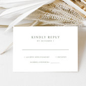 Wit en Sage Green Eenvoudige Elegante Tekst | Brui RSVP Kaartje