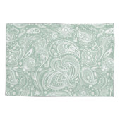 Wit en Sage-Green Paisley Patroon Kussensloop (Achterkant-Links)