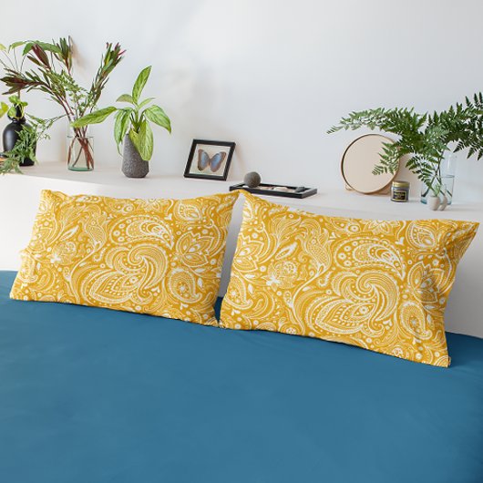 Wit en Sage-Green Paisley Patroon Kussensloop