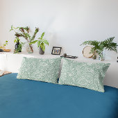 Wit en Sage-Green Paisley Patroon Kussensloop