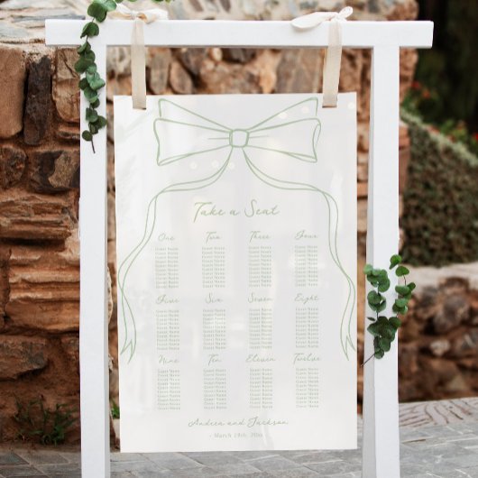 Wit en Sage Green Wedding Zitting Grafiek Acylic Acryl Bord