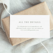 Wit en Sage Groen Elegante Tekst Trouwdetails Informatiekaartje