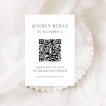 Wit en Sage Groen Elegante Tekst Wedding QR Code RSVP Kaartje<br><div class="desc">Deze minimalistische en elegante scanbare QR-code trouwkaart is voorzien van moderne salie groene tekst op een witte achtergrond,  voor een chique,  eenvoudige en stijlvolle look. Uw gasten kunnen gemakkelijk scannen van de code om uw bruiloft website en RSVP online te bezoeken.</div>