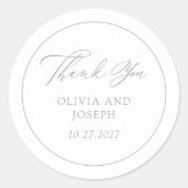 Wit en Sage Groen | Italiaanse elegantie bruiloft Ronde Sticker (Voorkant)