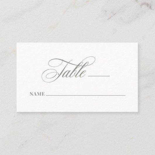 Wit en Sage Groen | Klassieke Luxe Trouwflat Plaatskaartje (Voorkant)