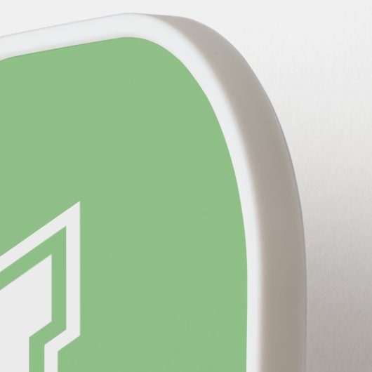 Wit en Sage Minimalistisch Modern Monogram Pickleball Paddle (Links Detail)